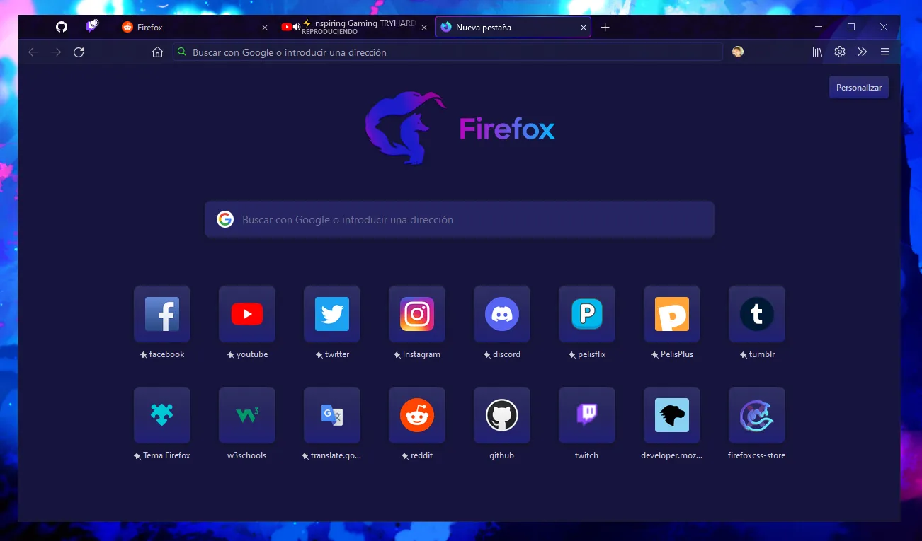 Alpen Blue to Firefox CSS screenshot