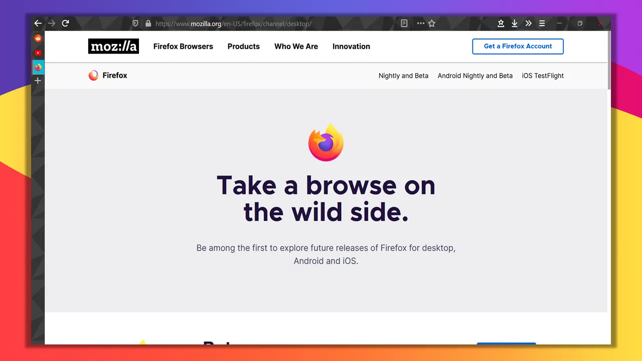 Firefox vertical tabs (TST) UI screenshot