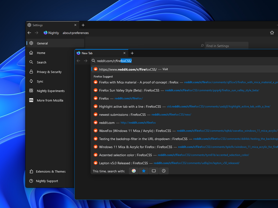 Firefox UWP Style screenshot