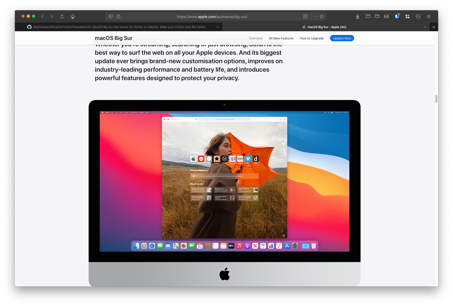 WhiteSur Safari style for Firefox screenshot